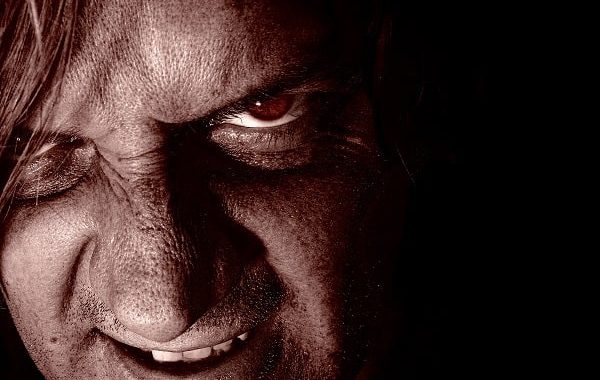 Psycho lurking in the dark. Visible noise and harshness for scary atmosphere.