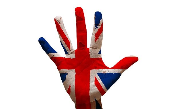 man hand palm painted flag of united kingdom